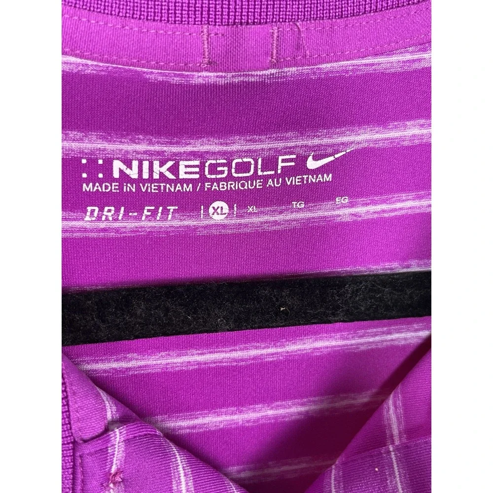 Nike Golf Dri-Fit Polo Shirt Men's Sz XL Purple with White Stripes‎ Lightweight
